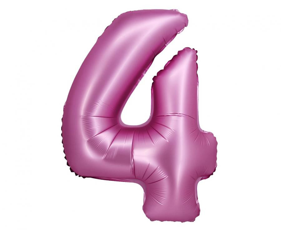 Folijas balons "Cipars 4" satīna rozā, rozā, 76 cm