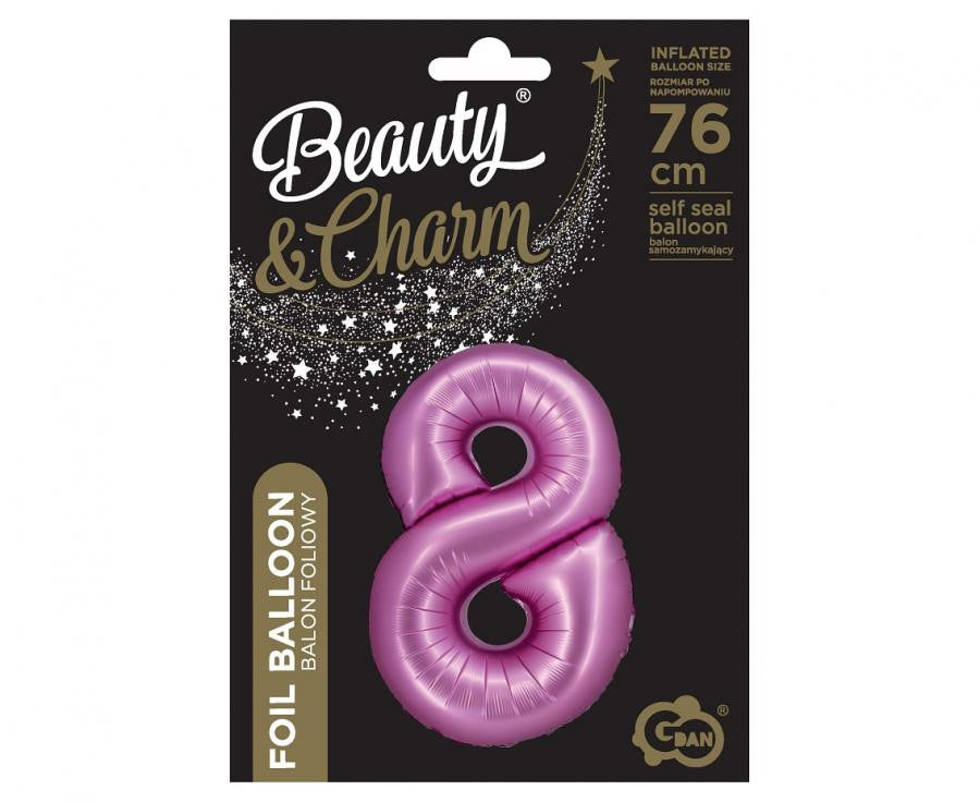 Folijas balons "Cipars 8" satīna rozā krāsā, 76 cm
