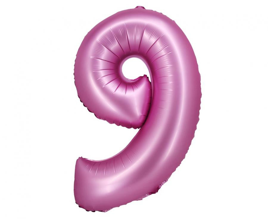Folijas balons "Cipars satīna rozā", rozā "Cipars 9", 76 cm