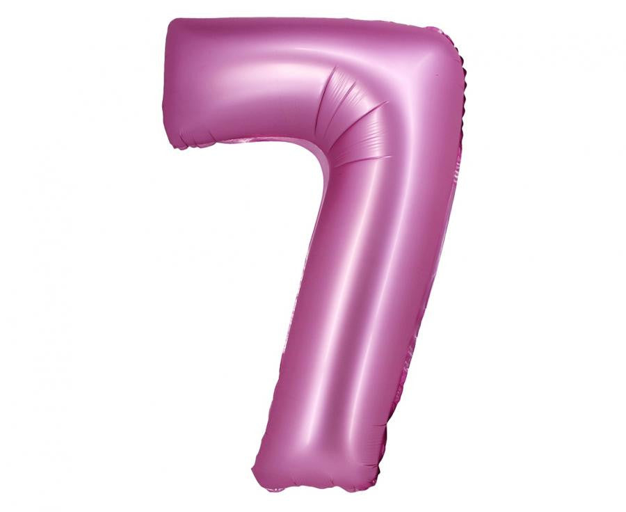 Folijas balons "Cipars 7", satīna, rozā, 76 cm
