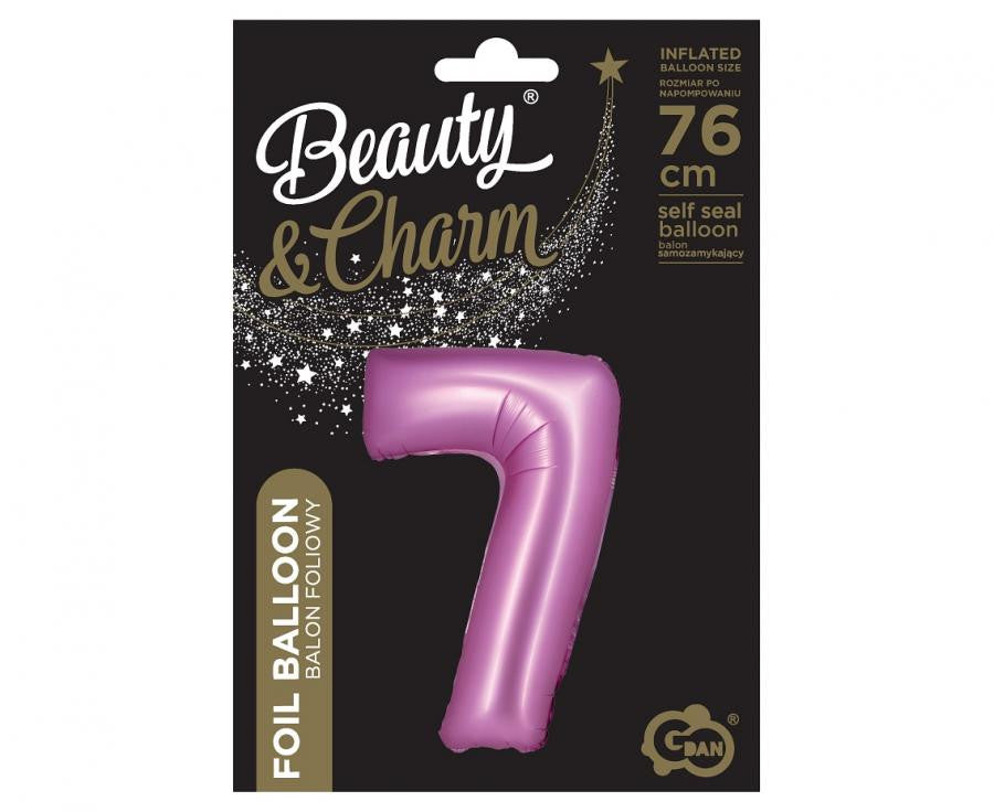 Folijas balons "Cipars 7", satīna, rozā, 76 cm
