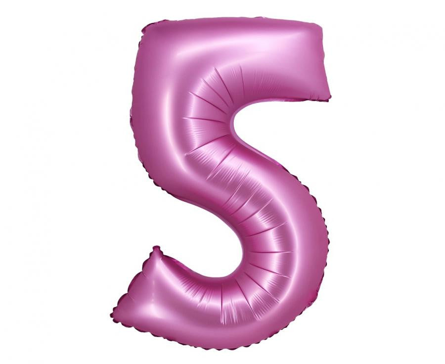Folijas balons "Cipars 5" satīna rozā, rozā, 76 cm