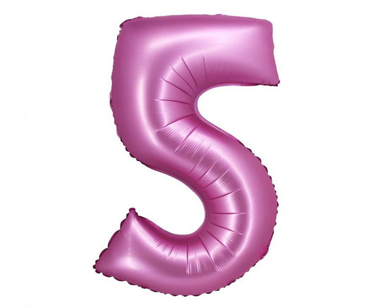Folijas balons "Cipars 5" satīna rozā, rozā, 76 cm