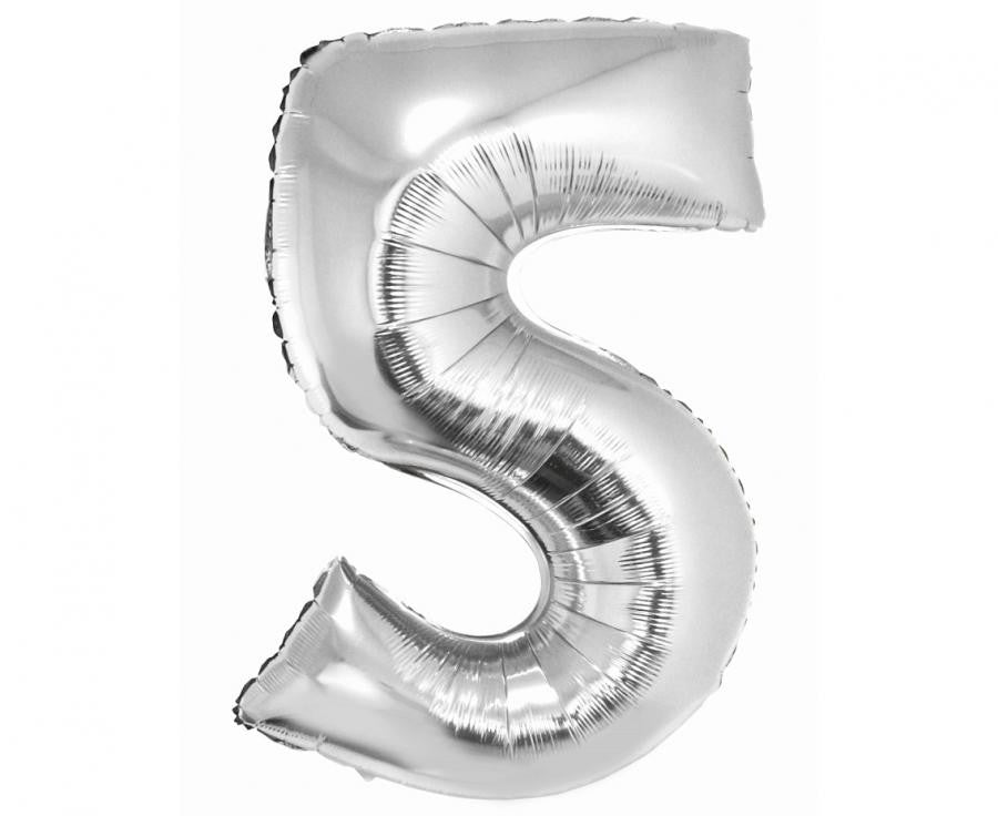 Sudraba folijas balons "Cipars 5", 76 cm