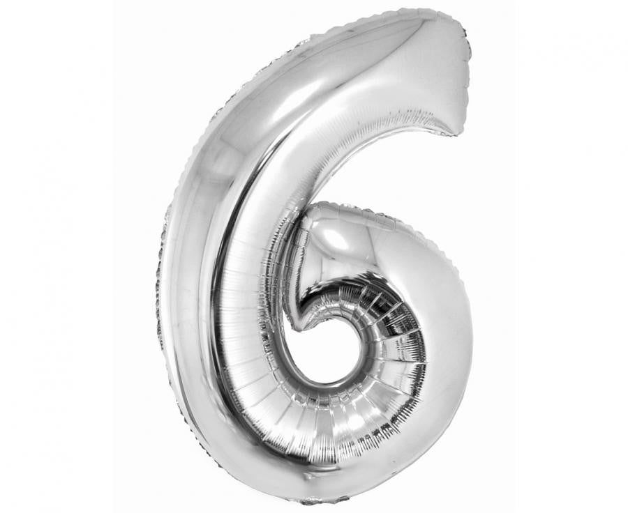 Sudraba folijas balons "Cipars 6", 76 cm