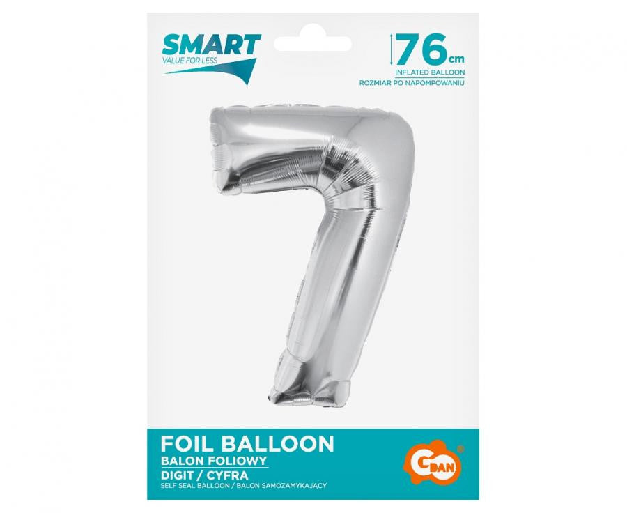 Sudraba folijas balons "Cipars 7", 76 cm