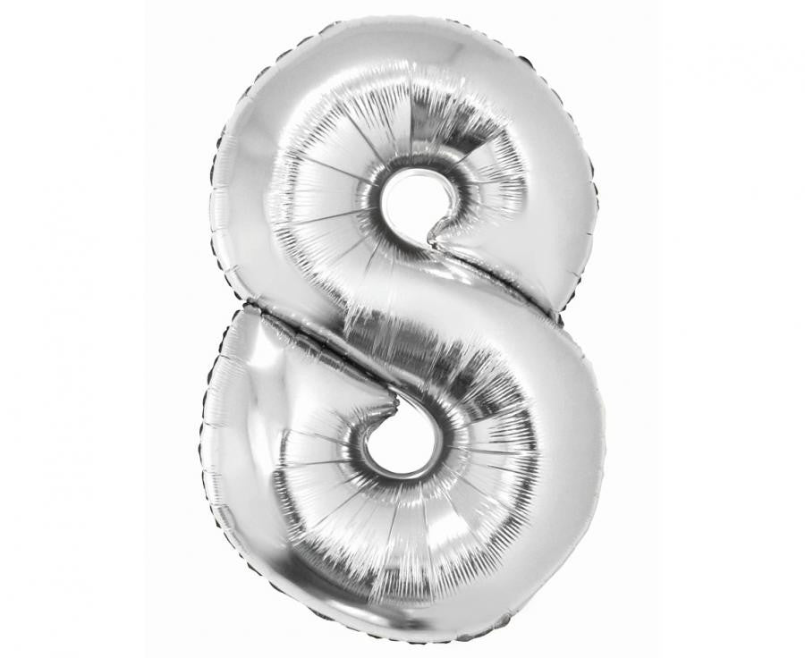 Sudraba folijas balons "Cipars 8", 76 cm