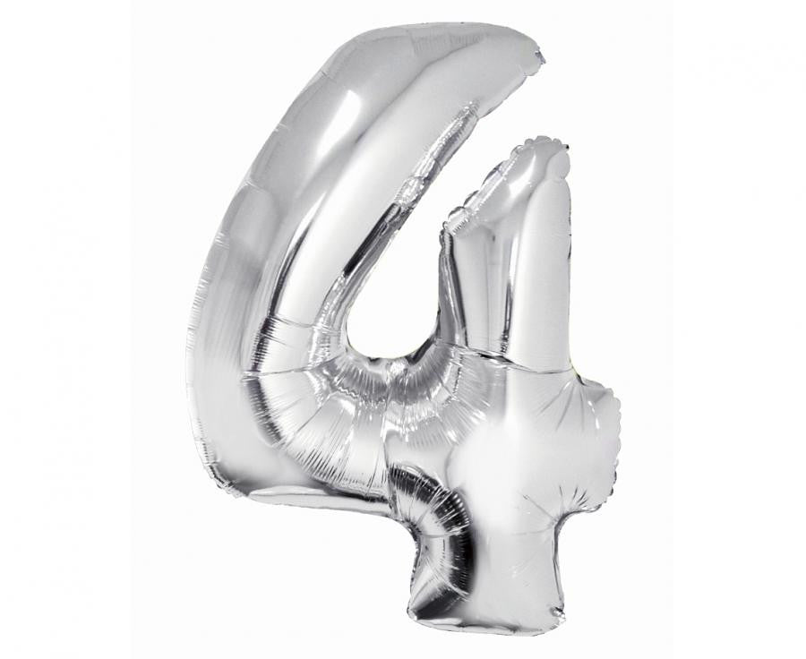 Sudraba folijas balons "Cipars 4", 76 cm