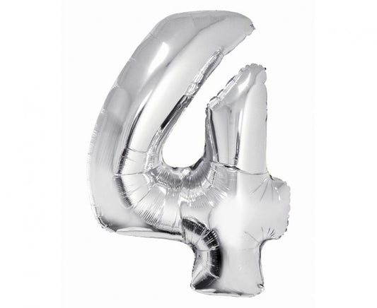 Sudraba folijas balons "Cipars 4", 76 cm