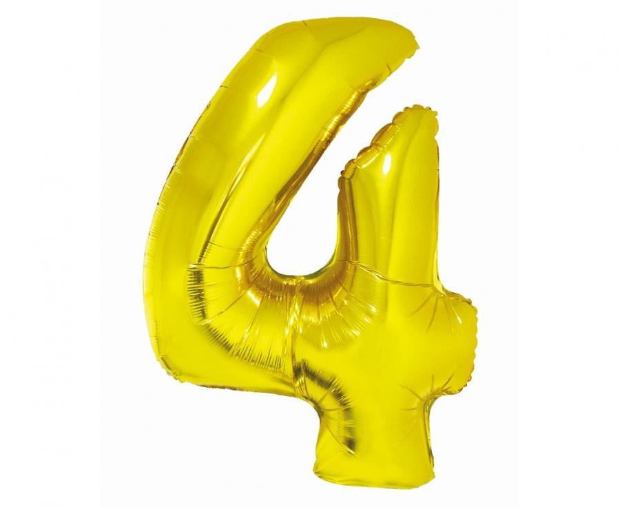 Zelta krāsas folijas balons "Cipars 4", 76 cm