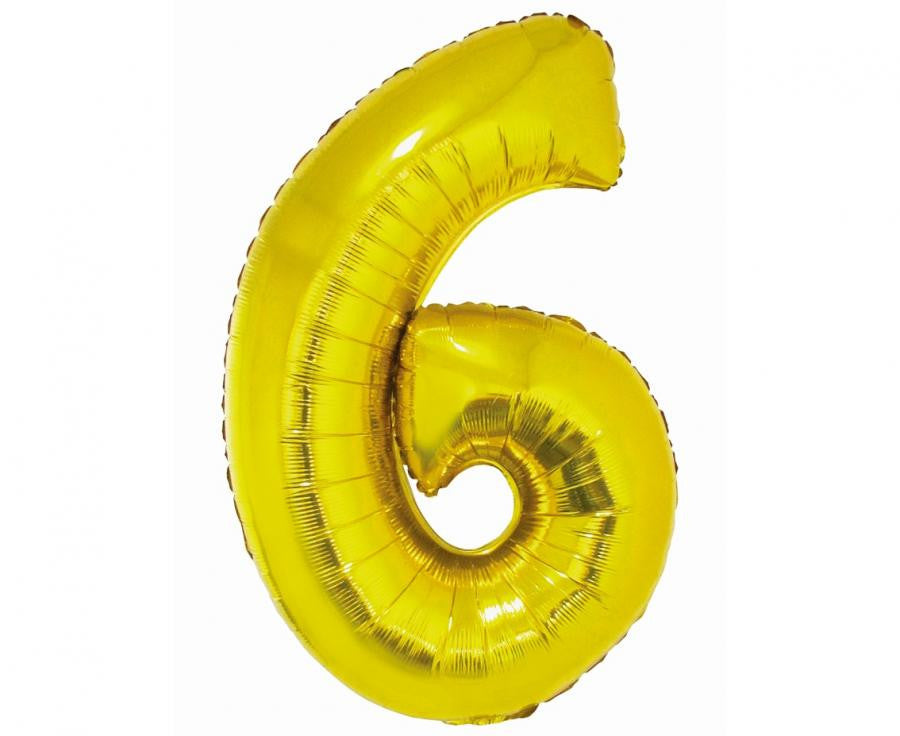 Zelta krāsas folijas balons "Cipars 6", 76 cm