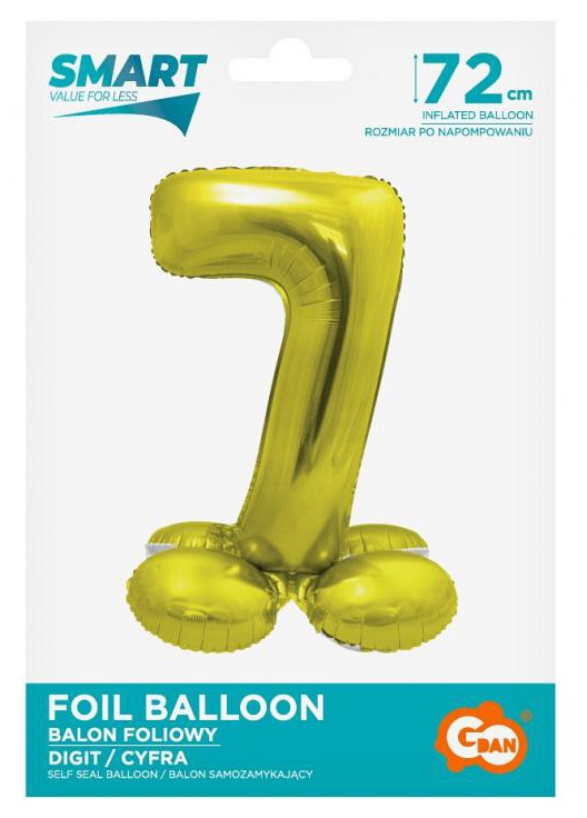 Folijas balons "Cipars 7" ar statīvu, 72 cm