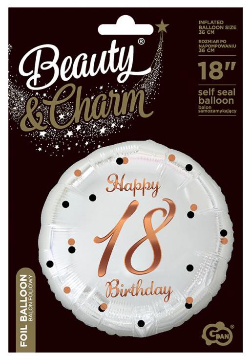 Daudz laimes dzimšanas dienā B&C balts 18 collu folijas balons 36 cm