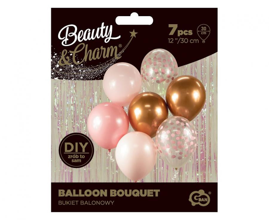 Rozā-vara balonu komplekts (7 gab.), 30 cm (12 collas)
