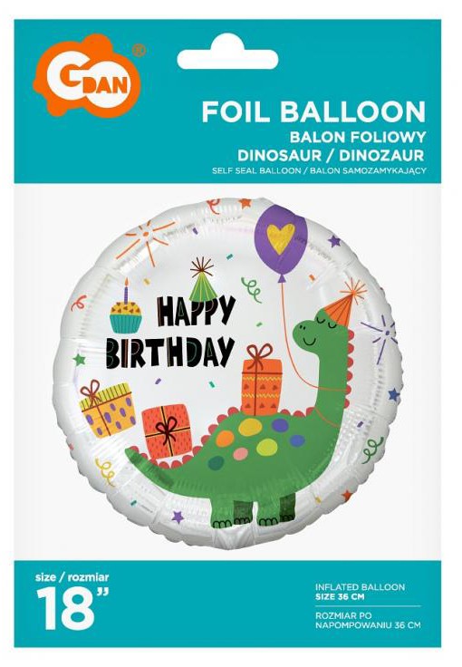 Daudz laimes dzimšanas dienā, dinozaurs, dinozaurs, folijas balons, 36 cm
