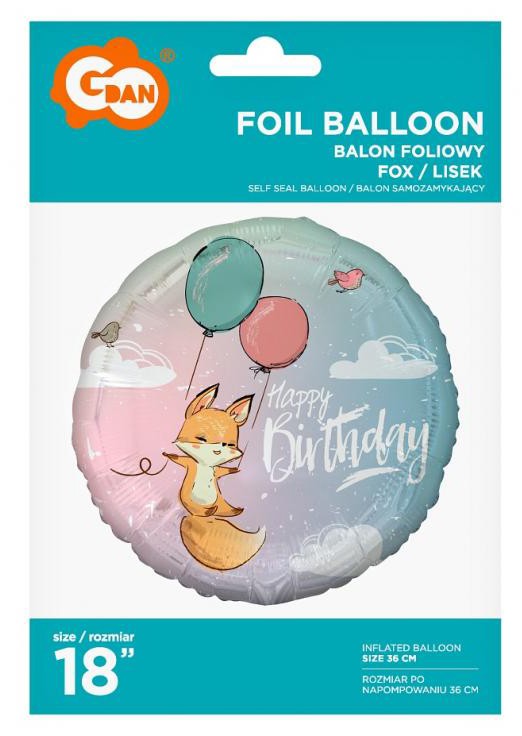 Daudz laimes dzimšanas dienā, Lapsa, Lapsa, dzimšanas dienas balons, 36 cm