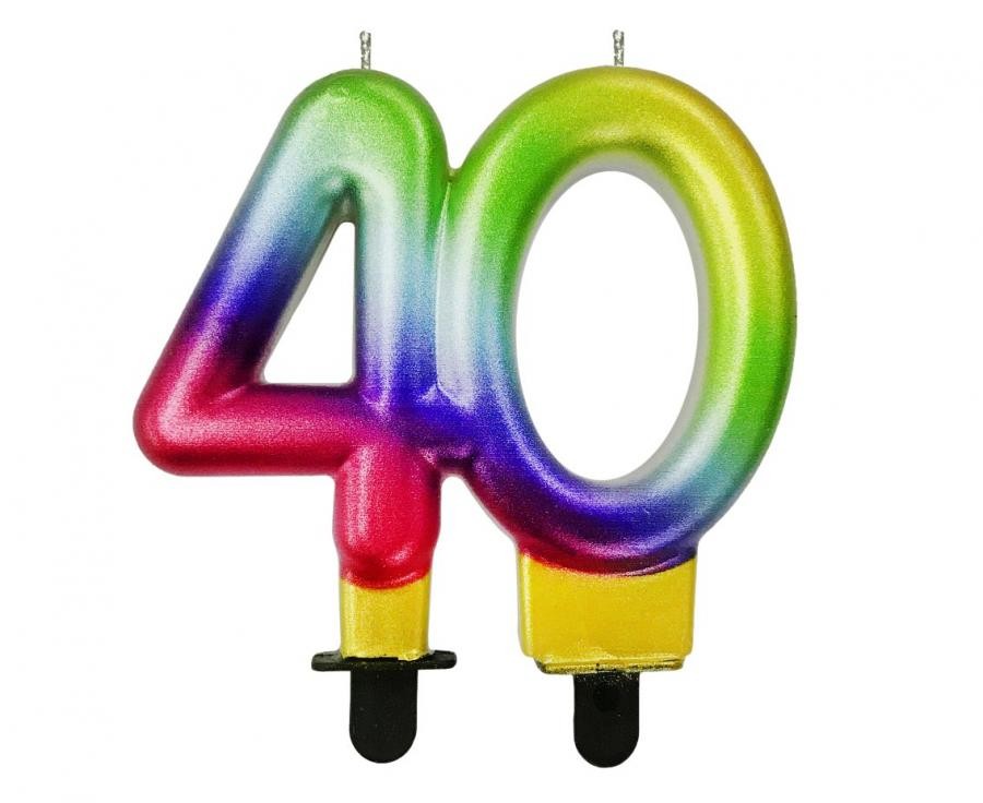 Krāsainā galaktika "Cipars 40" kūkas svece