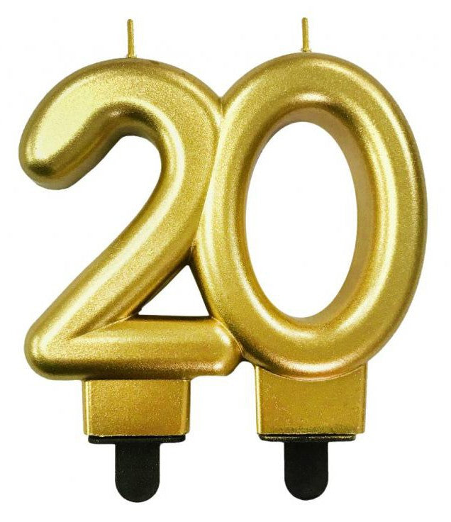 Krāsa Zelta Zelta krāsas kūkas svece ar numuru 20