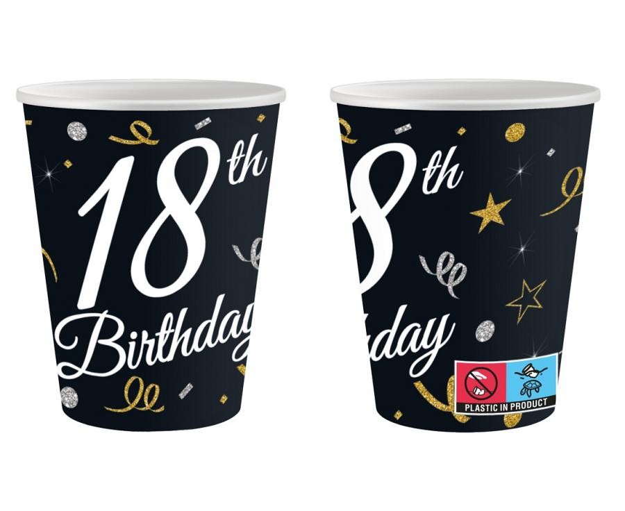 Daudz laimes dzimšanas dienā B&C Daudz laimes dzimšanas dienā 18 papīra krūzītes 6 gab. 200 ml