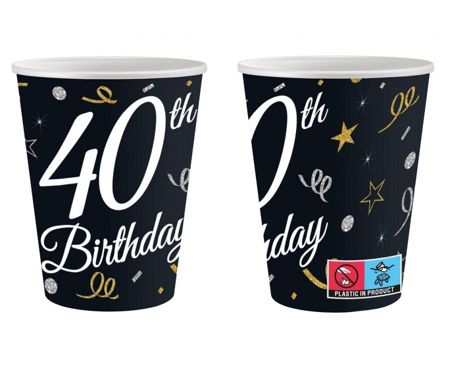 Daudz laimes dzimšanas dienā B&C Daudz laimes dzimšanas dienā 40 papīra krūzītes 6 gab. 200 ml