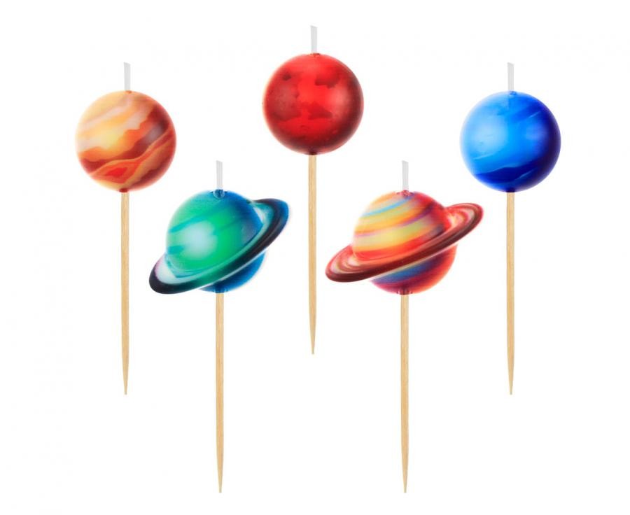 Kūkas svece "Space Planet Planet", 5 sveču komplekts