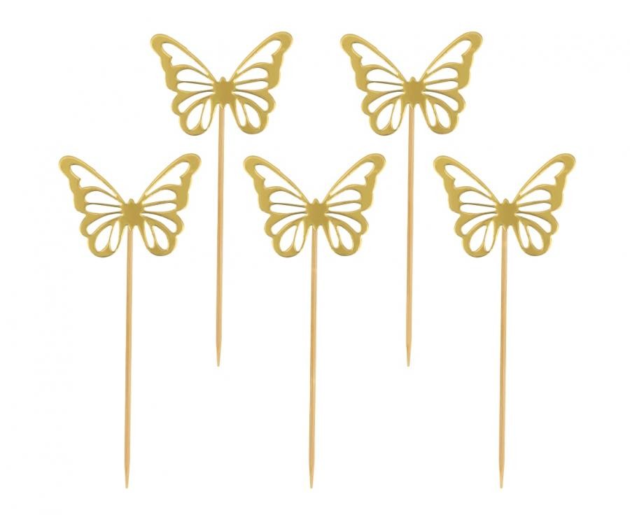 Dekoratīvie nūjiņi "Butterfly Gold" 12 gab.