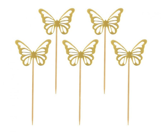 Dekoratīvie nūjiņi "Butterfly Gold" 12 gab.