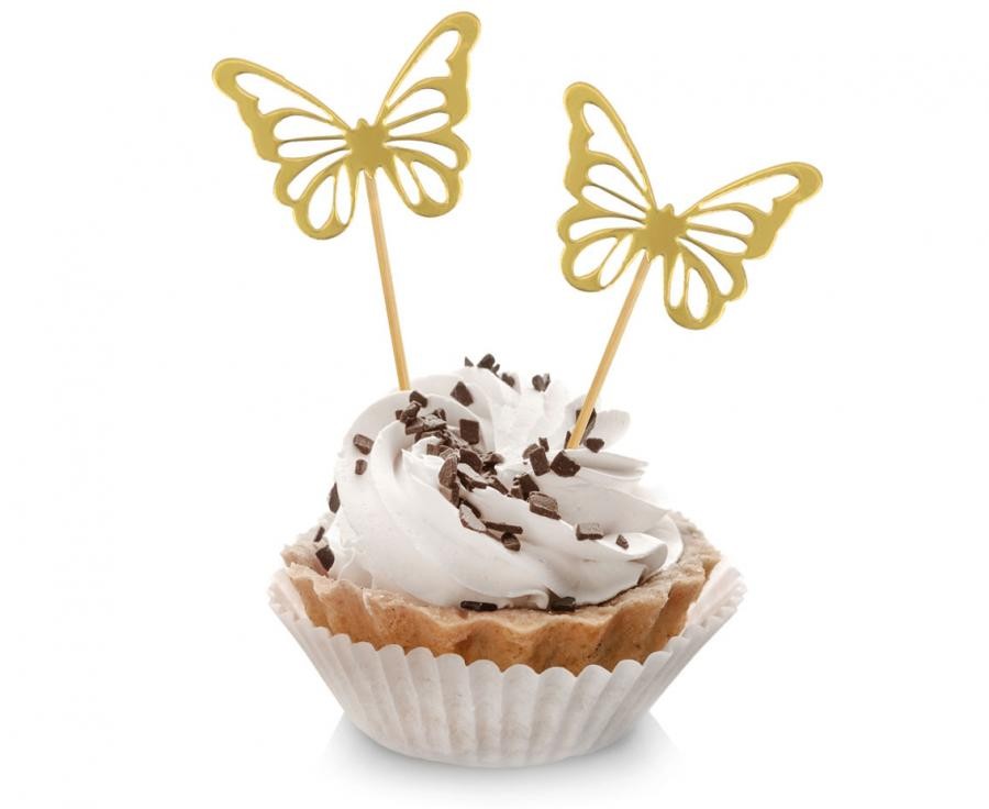 Dekoratīvie nūjiņi "Butterfly Gold" 12 gab.