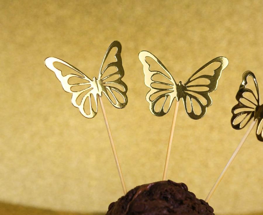 Dekoratīvie nūjiņi "Butterfly Gold" 12 gab.