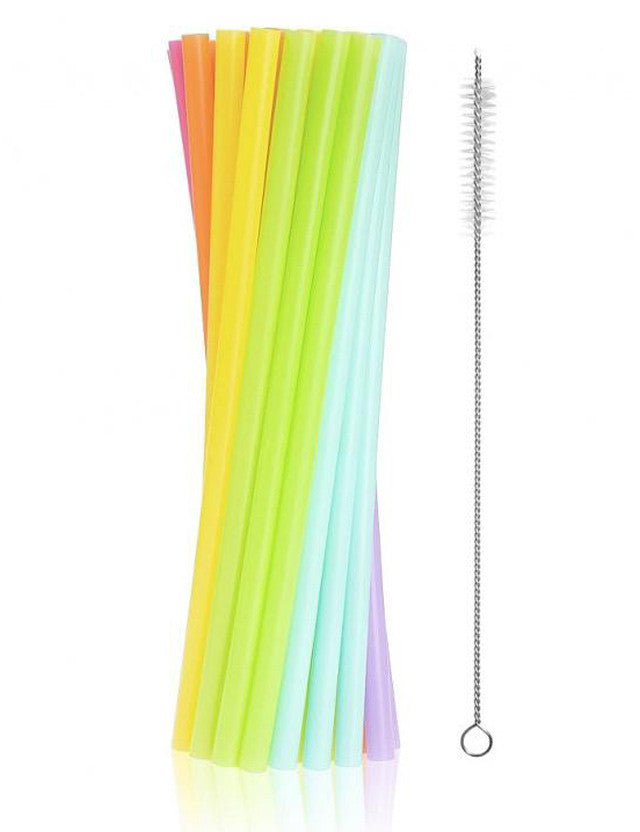 Colour Colors atkārtoti lietojamo plastmasas salmiņu komplekts (17 gab.) + otiņa