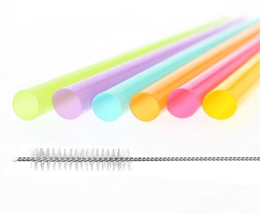 Colour Colors atkārtoti lietojamo plastmasas salmiņu komplekts (17 gab.) + otiņa