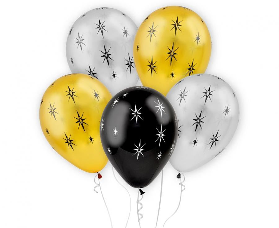 Spīdīgs zvaigžņu balons, 5 baloni, 30 cm (12 collas)