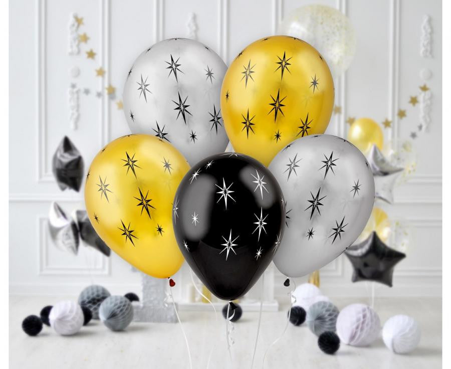 Spīdīgs zvaigžņu balons, 5 baloni, 30 cm (12 collas)
