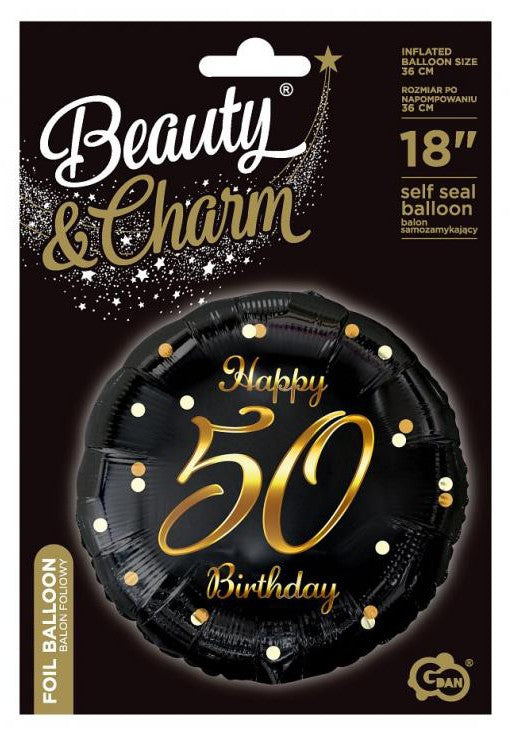 Daudz laimes dzimšanas dienā B&C zelta folijas balons "Daudz laimes dzimšanas dienā", 36 cm