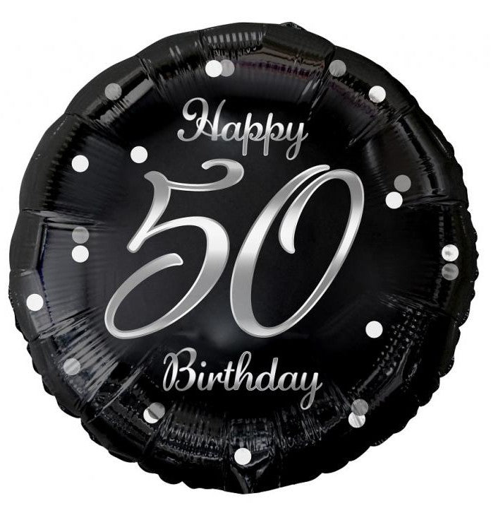 Daudz laimes dzimšanas dienā B&C sudraba folijas balons "Dzimšanas diena 50" 36 cm