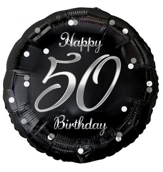 Daudz laimes dzimšanas dienā B&C sudraba folijas balons "Dzimšanas diena 50" 36 cm