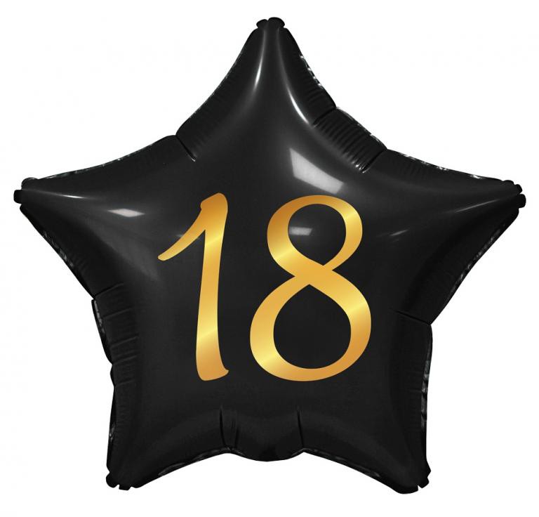 Daudz laimes dzimšanas dienā, melns, melns, daudz laimes dzimšanas dienā, 18 zvaigžņu folijas balons, 44 cm