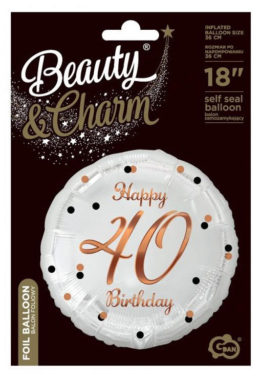 Daudz laimes dzimšanas dienā B&C balts 40 folijas balons 36 cm