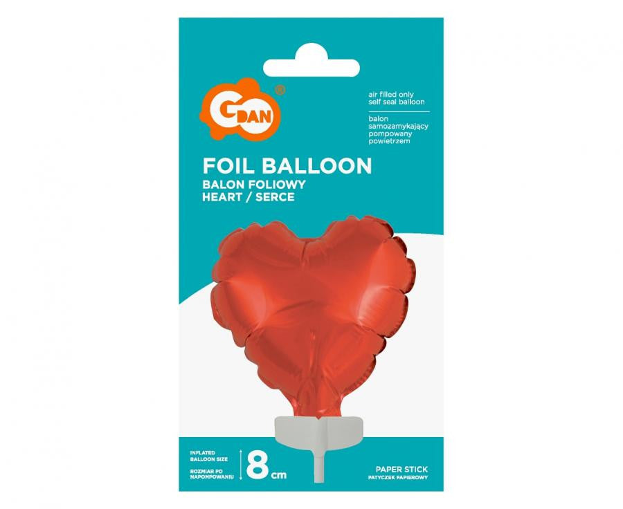 Sirds Sarkana Sirds, sarkans folijas balons kūkai 8 cm