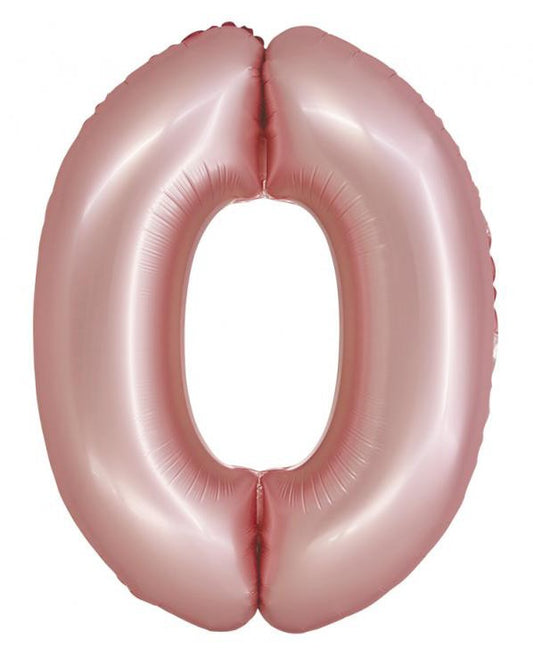 Folijas balons "Cipars 0", gaiši rozā, paklājiņrozā, 76 cm