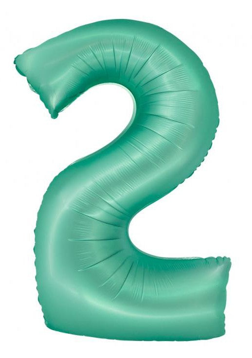 Piparmētru krāsas folijas balons "Cipars 2", 76 cm