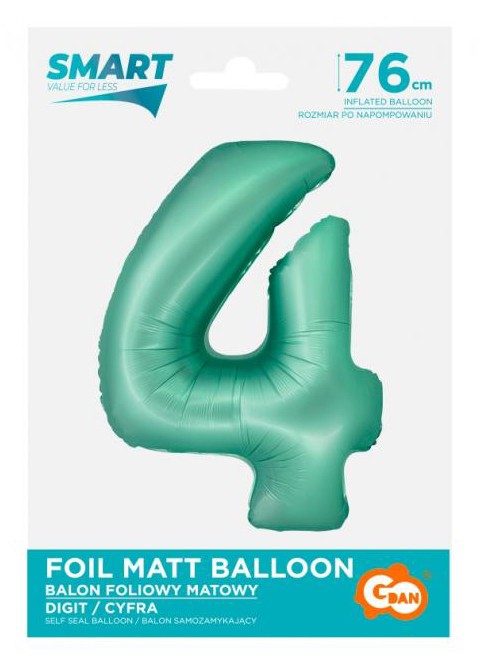 Folijas balons "Citi Mint" ar paklājiņu, 76 cm, skaitlis 4