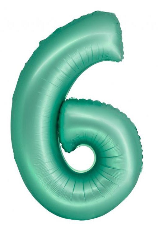 Folijas balons "Ciparu piparmētru paklājiņš", piparmētru zaļš, skaitlis 6, 76 cm
