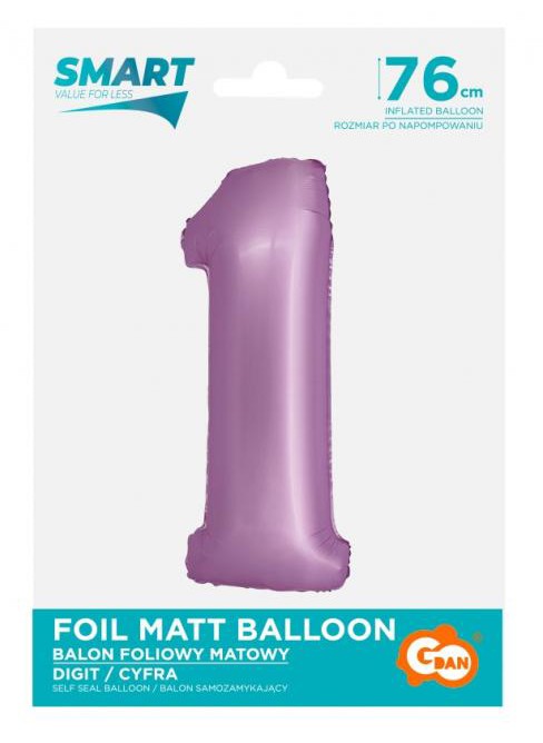 Folijas balons "Cipars lavandas krāsā", 76 cm, skaitlis 1