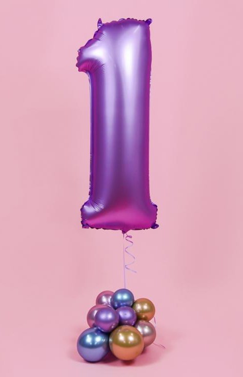 Folijas balons "Cipars lavandas krāsā", 76 cm, skaitlis 1