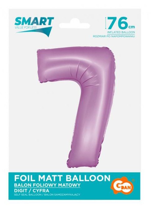 Folijas balons "Cipars lavandas krāsā", 76 cm, skaitlis 7
