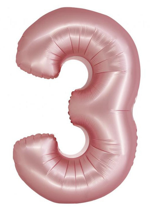 Folijas balons "Cipars 3", gaiši rozā, 76 cm