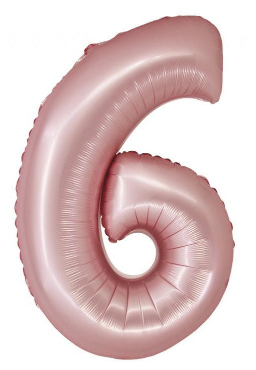 Folijas balons "Cipars 6", gaiši rozā, 76 cm