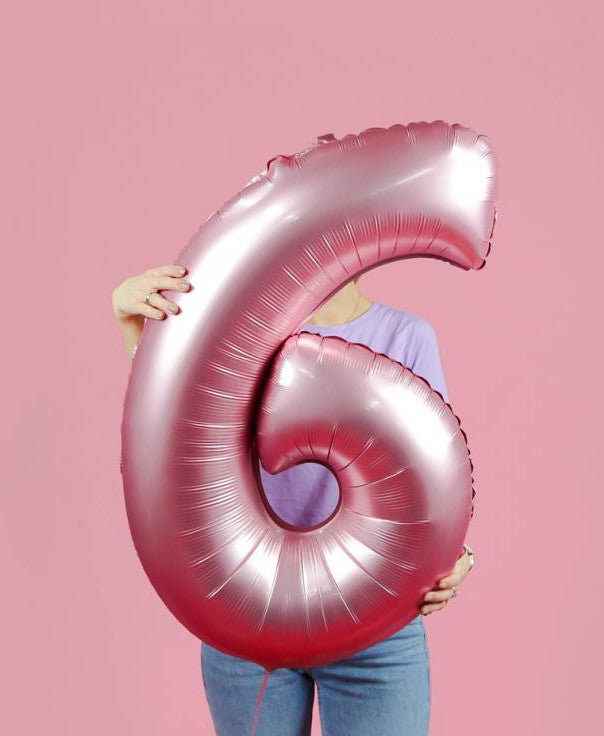 Folijas balons "Cipars 6", gaiši rozā, 76 cm