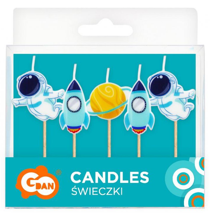 Space Planet kūkas svece, 5 sveču komplekts